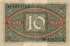 Xxx-rare Genuine German 10 Mark Weimar Banknote 1920 Fine Cond     
