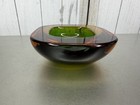 Flavio Poli Murano Sommerso Art Glass Ashtray Dish Trinket Murano Green Vtg