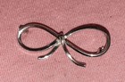 Sterling Silver Thin Ribbon Bow Brooch Lapel Pin