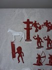 Vintage Marx Toys Fort Apache Playset Indian Horses Totem Pole Lot Dark Red