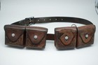Swiss Army Military Brown Leather Belt Bandolier Ammo 2x Pouch 1955  1956 Ww2