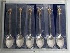 W s  Sorensen Denmark Sterling Silver 12 Golden Crown Forks   Spoon Set 