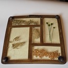 Vintage 1960s Resin Trivet Wall Art Dried Grains   Flowers Mid Century Decor Mcm