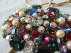 Vintage Magnificent Juliana Silver Plated Huge Crystals Pearls Lariat Bolo Cente
