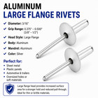 3 16  X 1 2  Grip Range Large Flange Aluminum Blind Pop Rivets   60 Pack