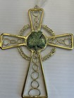 Celtic Cross Gold Toned Metal Glitter Shamrock Ornament Irish Decoration 6   