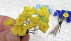 76 Antique Glass Flower Head On Wire Red Yellow Blues 1 4 Inch