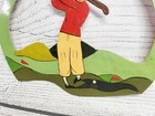 Vintage Metal Welcome Golf Sign Man Golfing Man Cave Collection 9x11 