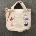Miffy s Good Life Embroidered Canvas Tote Bag Cream White Strawberry Lunch Bag