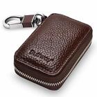 Buffway Car Key Case genuine Leather Car Smart Key Chain Keychain Holder Metal H