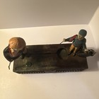 Vintage Cast Iron Mechanical Coin Bank Golfer   Caddy Putting Scene
