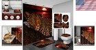 Elegant Leopard Cheetah Shower Curtain Set With Non-skid Rugs - Easy To Install