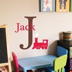 Train Monogram - Wall Vinyl Decal Nursery Boysroom Initial Name Custom Train Art