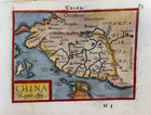 China 1595 Abraham Ortelius  P Galle Antique Miniature Map 16th Century