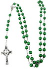 Jc Walsh   Sons Light Green Rosary Beads In Hangable Pack  Irish Celtic Cross