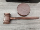 Wooden Gavel   Sound Block Set Court Judge Estate Auction Display Desk Decor