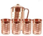100  Pure Copper Water Jug Pitcher With Tumbler Glass Ayurveda Benefits Set Of 7