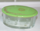 Antique Art Deco Vintage Vanity Powder Jar Glass Green Celluoid Lid 4 5    Dia