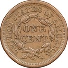 1855 Braided Hair Large Cent 1c  About Uncirculated Au
