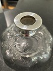 Unusual Silver And Etched Glass Perfume Bottle Antique