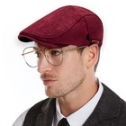 Mens Newsboy Cap Flat Ivy Gatsby Hat Adjustable Cabbie One Size  Burgundy