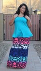 New Plus Size Womens Fold Over Blue Damask Tie Dyed Boho Maxi Skirt Xl 1x 2x Usa