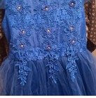 Girls Blue Lace Applique Beaded Tulle Formal Dress  Size 14 16-prom Communion