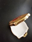 Stratton Pill Box Made In England Gold Tone Red Roses