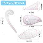 Pattern Sewing Rulers Set  4 Styles Plastic Sew French Curve Ruler  Clear