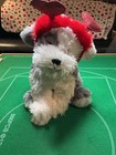 Fao Schwarz Gray   White Plush Sheepdog W  Valentine Heart Headband 10in