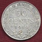 1919 Newfoundland  50 Cents -  925 Silver  - Aunc  Great Detail - Free Shipping