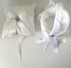 True Love 2 Piece Flower Girl Basket   Ring Bearer Pillow Wedding Lace