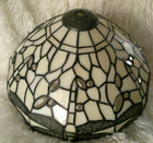 Stained Glass Lamp Shade White With Filagree Dragonfly - 12  D   10 t - New