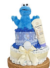 Luxury Millie Moon Blue Cookie Monster 2 Tiers Diaper Cake Blue Centerpiece Gift