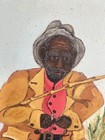 Vintage Folk Art Oil Painting Of A Black Man Fishing African American Signed
