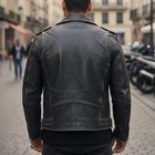 Men s Vintage Distressed Black Genuine Leather Biker Motorcycle Moto Jacket