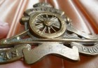 Royal Artillery Cap Badge Kc Blank Scroll 2 Lugs Brass Antique Original- Rare
