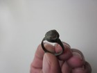 Ancient Late Roman Or Byzantine Small Bronze Ring With Stone   Glass 
