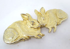 Vtg Rabbit Belt Buckle Mimi Di N Designer 1970s Large Double Bunny Goldtone 5 5 