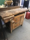 Antique Carpenters Workbench Work Bench With Vises Vintage