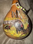 Hand Painted Gourd With Turkeys Folk Art
