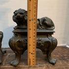 Vtg Stunning Pair Of Cast Iron Lion Andiron Set Chenet Laying W angels Claw Feet