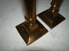 Vintage Pair Brass Cylindrical Column Pillar Square Base Candle Stick Holder 8 5
