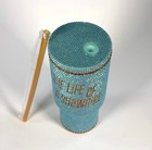 Taylor Swift The Life Of A Showgirl Tumbler Rhinestone Mint Glitter 30oz In Hand