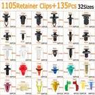 1240pcs Car Retainer Clips Auto Panel Trim Fasteners Push Pin Rivet Bumper Kit