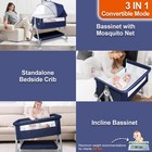 Ythfgrt 3 In 1 Bedside Bassinet 4 Auto-lock 6 Height Adjustable For Newborn