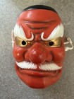 Japanese Tengu Mask Red White Gold Black W  Cord   Box  Japan