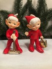 Vintage Christmas  Lefton Pixie Elf Figurines  1950-1960   s ceramic Pixie  Japan