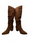 Brown Slouchy Knee-high Block Heel Boots