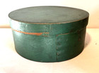 Antique Primitive New England Round Pantry Box  Green Paint 8x4
